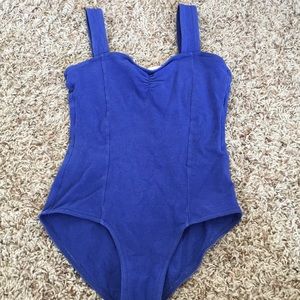 Blue Pinch Front Cotton Leotard